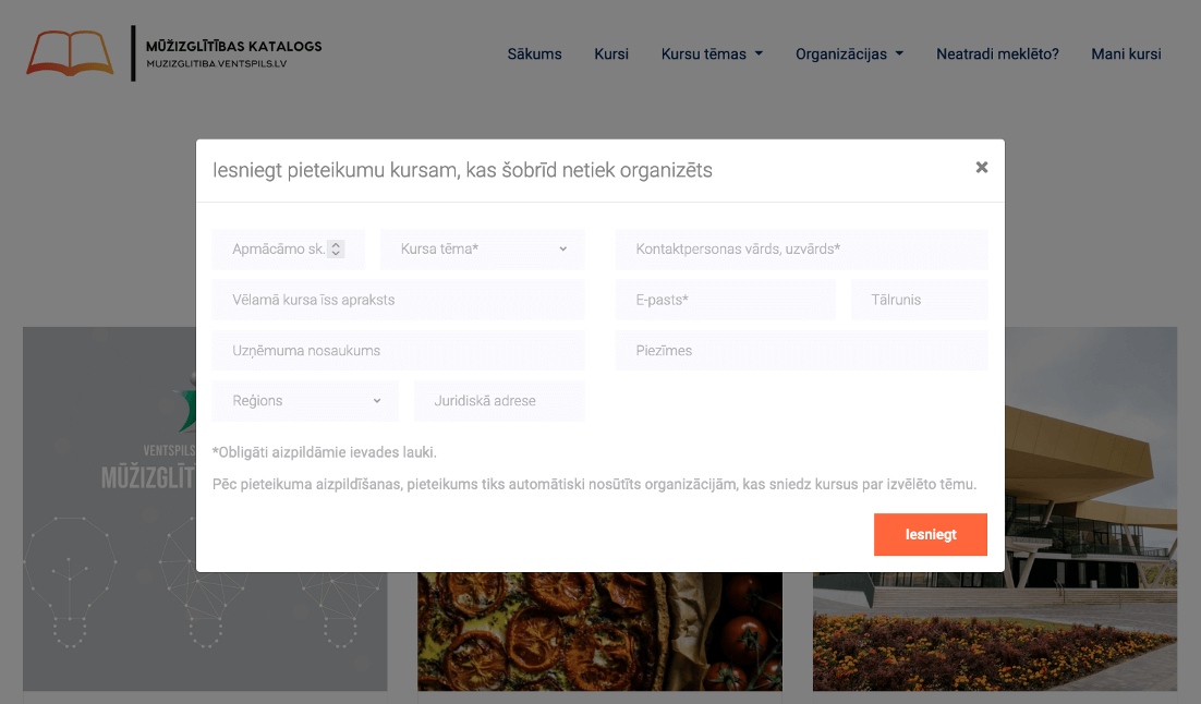 Login page