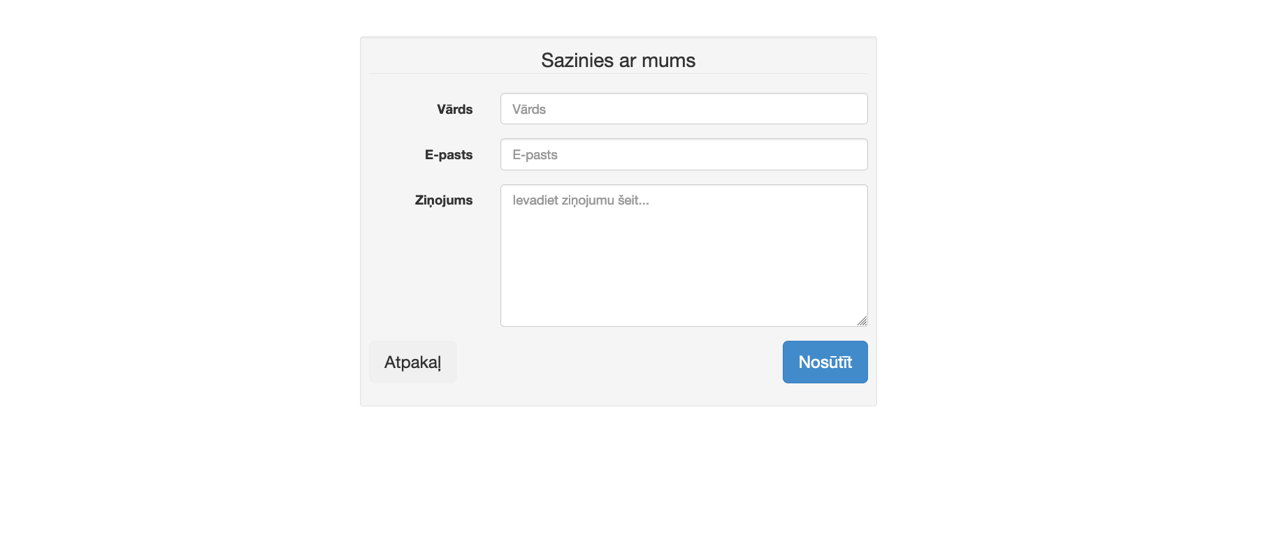 Login page